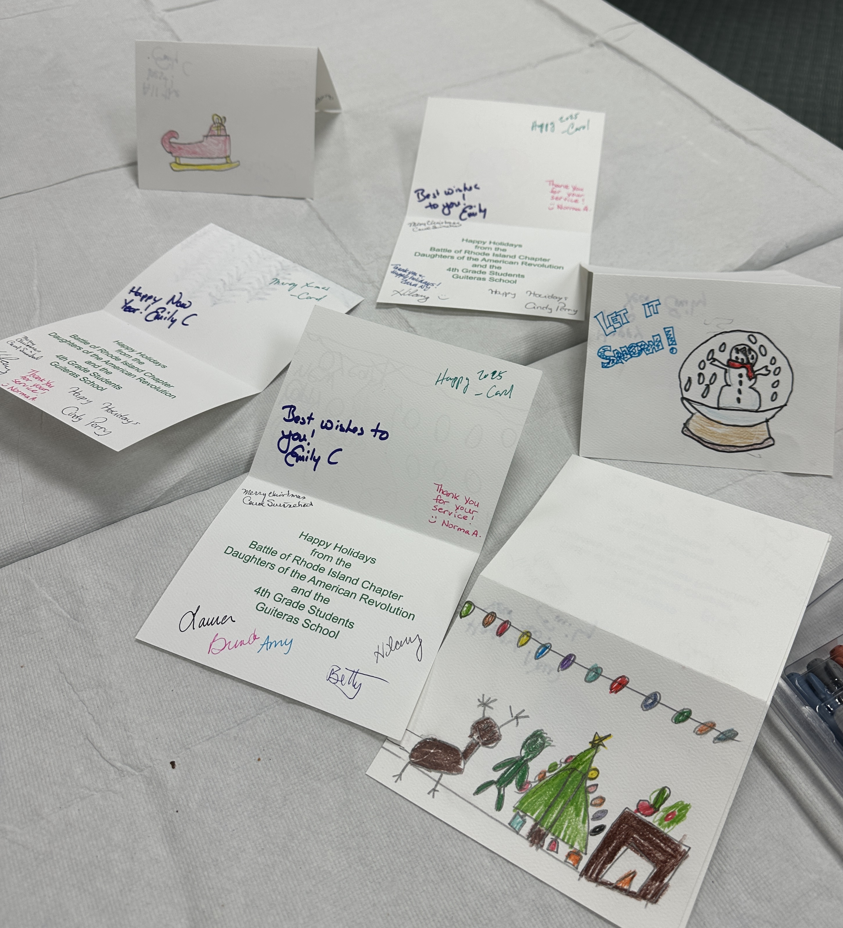 Close-up of decorated cards